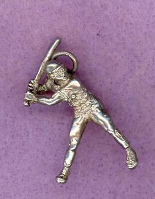 VINTAGE ~ BASEBALL PLAYER ~ STERLING SILVER ~ CHARM (j) • $13.99