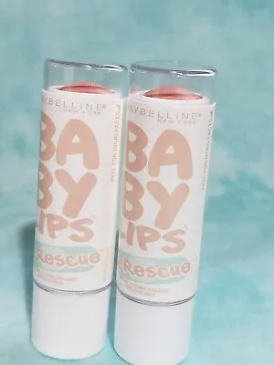 X2- Maybelline Baby Lips Dr Rescue Medicated Balm 45 Just Peachy Nwob • $15