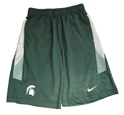 MSU Spartans Basketball Shorts Green White Mens Small Michigan State $60+ MSRP! • $29.99