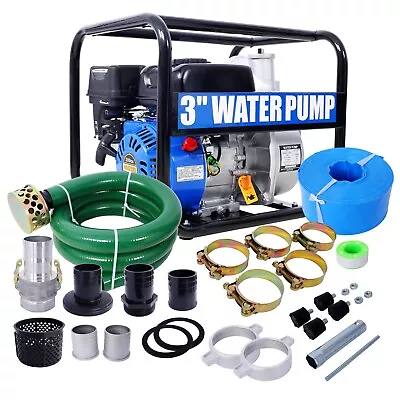 3inch 209cc 7HP 4 Stroke Gas Powered Full Trash Water Pump 50ft Discharge Hose • $357.99
