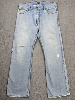 Levi's 539 Vintage Straight Jeans Mens 36x32 Distressed Denim Light Blue Pants • $17