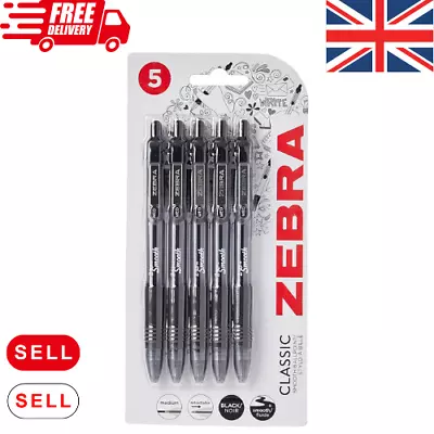 ZEBRA Z-Grip Smooth Black Ballpoint Pen Retractable -5 Count (per Pack ) • £3.33