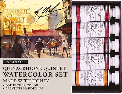 M. Graham 1/2-Ounce Tube Watercolor Paint Set Quinacridone Quintet 5 (33-QUIN) • $95.99