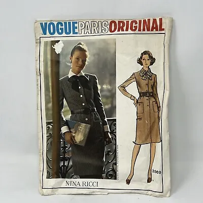 Vintage Vogue Sewing Pattern Paris Original Nina Ricci 2569 Dress Size 14 • $19.99
