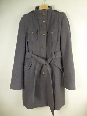 Mossimo Women Coat S Excellent Condition Gray Military Fall Winter Belted • $9.99