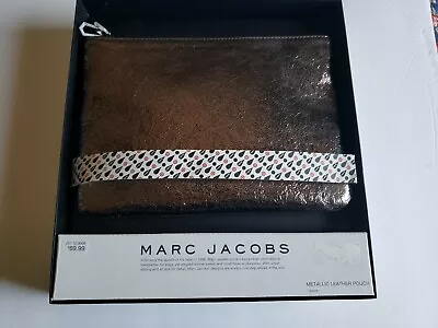 Marc Jacobs Neiman Marcus Target Leather Metallic Pouch Clutch New Gun Metal • $21.99