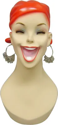 Artistic Vintage Fiberglass Adult Female Smiling Costume Mannequin Head • $113.58