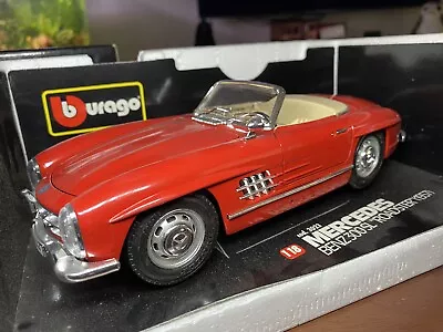 Burago 1:18 Diecast 1957 Mercedes Benz 300 SL Red Roadster Die Cast • $47