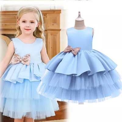 UK Baby Kids Bridesmaid Tutu Dress Girls Birthday Wedding Pageant Party Princess • £13.32