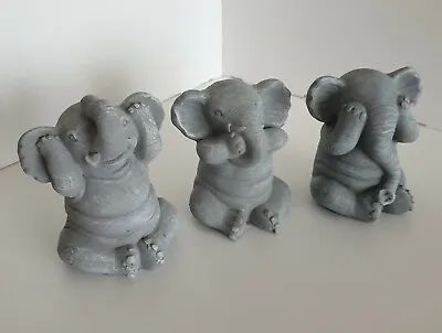 £20.89 • Buy Garden Set Of 3 Wise Cheeky Elephant SEE HEAR SPEAK NO EVIL Ornament