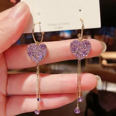 Fashion Long Tassel Zircon Crystal Earrings Stud Pearl Drop Dangle Women Jewelry • $1.81