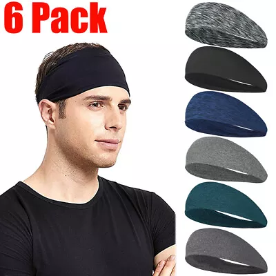 6x Mens Women Sweat Sweatband Headband Stretch Sports Head Band Yoga Gym Running • $13.99