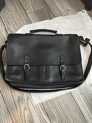Good Condition Vintage Coach Black Leather Briefcase W/5 Compartments • $42