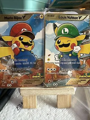 Mario & Luigi Pikachu V Metal Gold Fan Art 🖼️ Set NM • $16.45