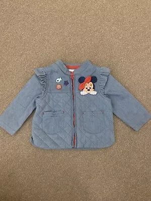 Baby Girls Minnie Mouse Denim Quilted Disney Store Jacket 6-9 Months • £5.99