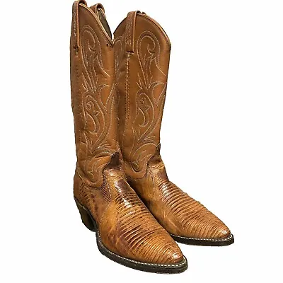 Vintage Dan Post Lizard Skin Western Cowboy Boots Womens Sz 7.5 M Brown • $59.49