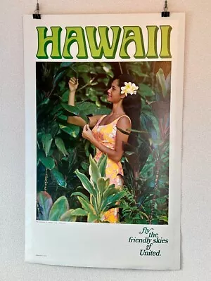 Vintage Original Travel Poster 70s  Hawaii Hula Girl3  By HAWAII Visitors Bureau • $303.49