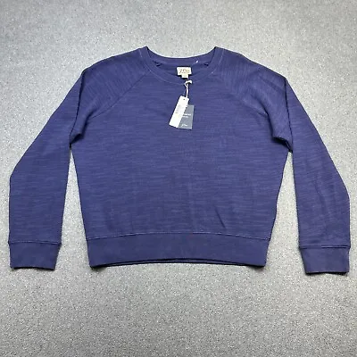 J Crew Sweatshirt Womens Small Blue Vintage Fleece Terry Cotton Casual Cozy New • $27.98