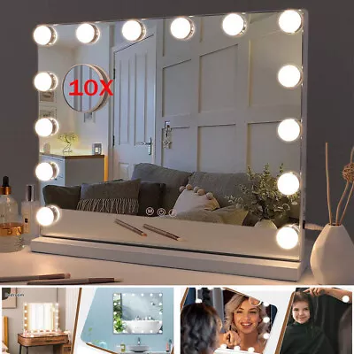 Large Hollywood Mirror Vanity With Dimmable Lights 14 LED Bulbs Dressing Mirror • £40.90