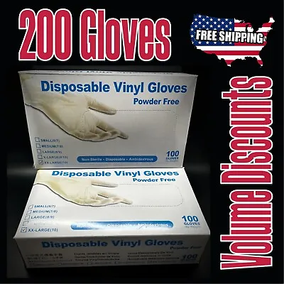 200 XXL Vinyl Gloves Latex & Powder Free Food Safe Multi-Purpose Ambidextrous • $16.95