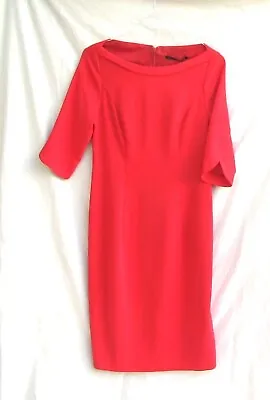 Black Halo Jackie O Sheath Midi Dress Solid Red Size 10 NWT Boat Neck Lined • £57.91