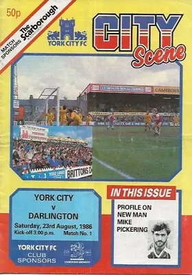 York City V Darlington League Division Three 23rd August 1986 • £1.30