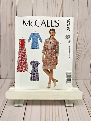 McCall's 7597 Sewing Pattern Tunic Dress Banded Maxi Lengths E5 14-22 Plus NEW • $13.99