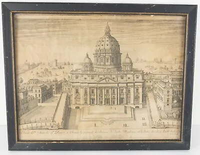 Antique Old Master Architectural Engraving Print St Peter's Basilica Jean Marot • $200