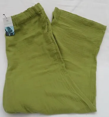 Ladies Marks And Spencer Medium Green Wide Leg Beachwear Trousers Size 14 • £16.50