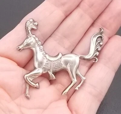 $17.99 • Buy Vintage Signed LANG Sterling Circus Horse Prancing Retro 40's - 50's - 2 1/8 