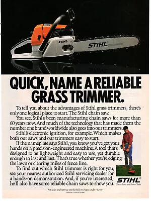 STIHL Chain Saws Grass Trimmers 1988 Vintage Print Ad Original Man Cave Decor • $7.99