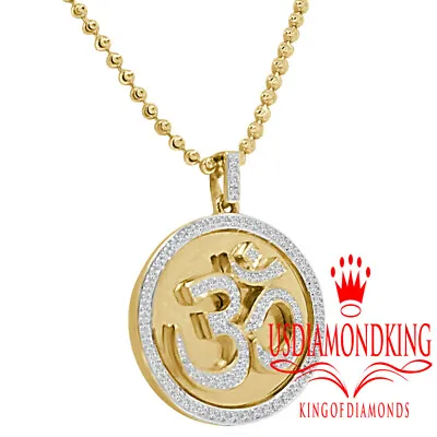 Real Diamond OM Symbol Hindu Spiritual Yoga Mini Pendant Gold Tone Charm + Chain • $169.99