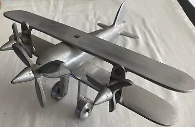 Vintage Aluminum Handcrafted Airplane Model On Wheels 10  X 12  Prebuilt • $34.95