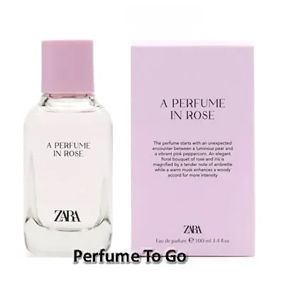 $49.95 • Buy ZARA A PERFUME IN ROSE 3.4 Oz (100 Ml) EDP Spray NEW & SEALED