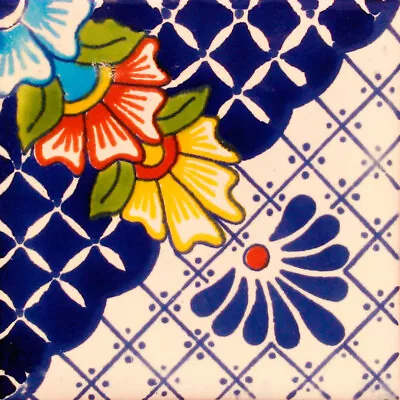 C#123)) Mexican Tile Sample Wall Floor Talavera Mexico Ceramic Handmade Pottery • $1.75