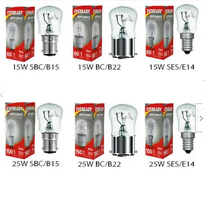 Universal Appliances Bulb 15w 25w Pygmy Light Lamps E14 B22 B15 Screw Dimmable  • £2.82