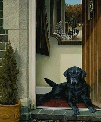 £129 • Buy Friends Reunited Black Labrador Painting By Nigel Hemming