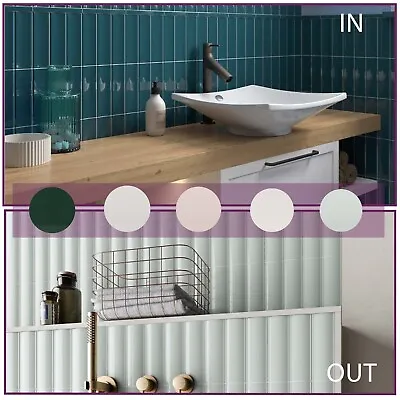 Gloss Ceramic Tile Concave Covex 3D Wall Tiles Feature Shower Tile 6 Colours Box • £29.86