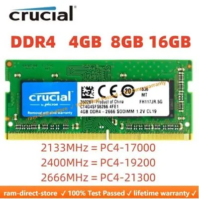 Crucial DDR4 8GB 16GB 32GB 3200 2666 MHz Laptop Memory RAM Notebook RAM SO-DIMM • £16.20