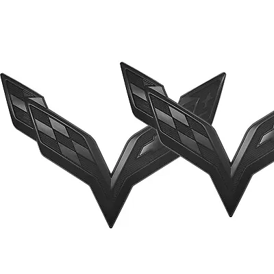 2pc Gloss Black Corvette C7 Front/Rear Emblem Badge 2014-2017 Cross Flag Symbol • $17.29