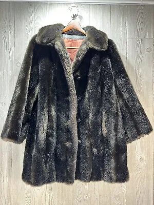 Vintage 1980 Grandella 2 Sportowne Button Up Fur Jacket Women Size 12 Made USA • $69.99