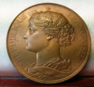 French 41mm Vintage Marianne Medal Bronze By A Bertrand Geography  • $40