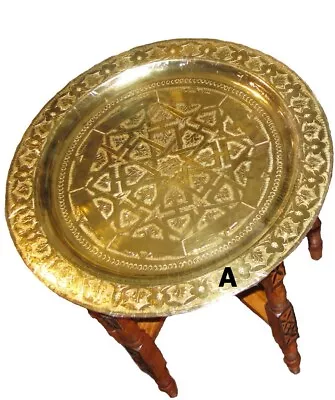 Moroccan Brass Tray Table -Moroccan Coffee Brass Table -Moroccan Brass End Table • $163.86