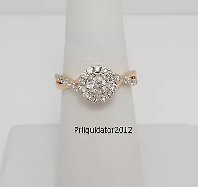 1/2CT Diamond Halo Frame Solitaire Engagement Wedding Bridal Ring 14K Rose Gold • $399.99