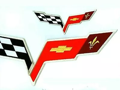 CORVETTE RACING C-6 METALLIC IRON-ON 15  + 6   Iron-on VETTE LOGO 2-PATCH SET • $34.99