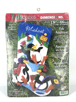 VTG Dimensions Applique Feltworks Penguins Pal Stocking Kit 8093 18 -2001-New • $17.50