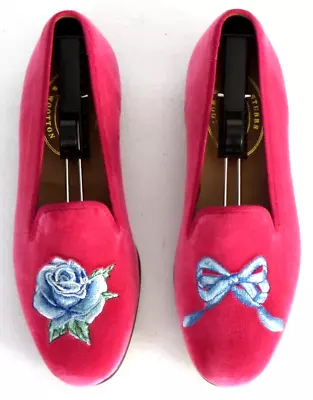 NEW! Men's $575 Stubbs & Wootton Velvet  ROSE & BOW  Loafers Slippers Shoes 9 • $249.99