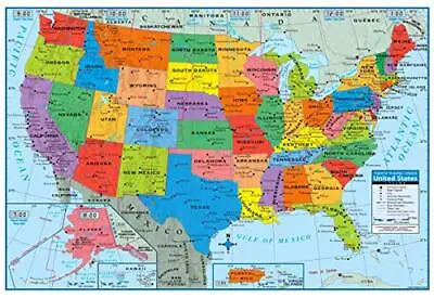 Superior Mapping Company United States Poster Size Wall Map 40 X 28 With Cities • $8.49