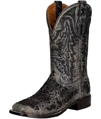 New CORRAL MEN'S EXOTIC ALLIGATOR INLAY WESTERN BOOTS BROAD SQUARE TOE Size 8 D • $187.49
