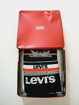 £19.99 • Buy Levi's Logo Mens 3 Cotton Boxer Brief Shorts Trunks Black Grey Size S